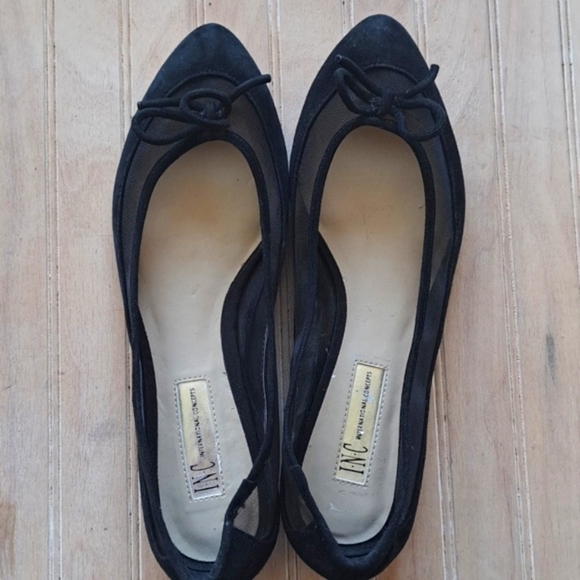 INC International Concept Corsica Suede Leather Mesh Bow Detail Pointy Toe Flat - Picture 1 of 10